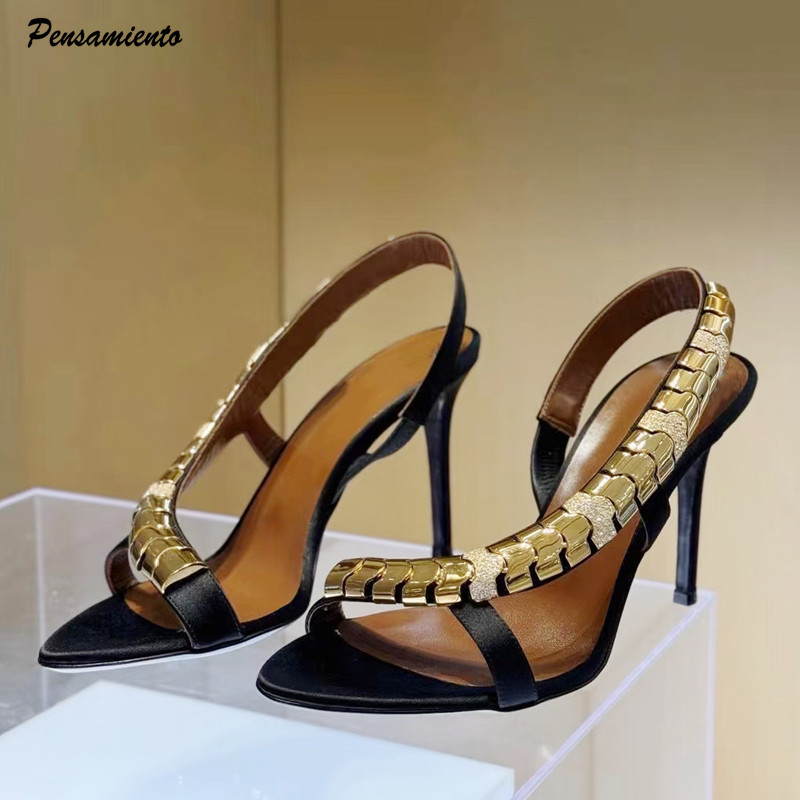 Summer Clothing Ladies - Sandal Gladiator Wanita Satin Berpayet Rhinestone