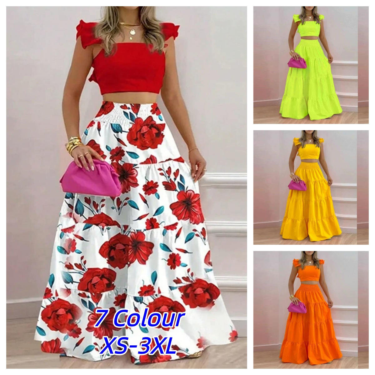 Summer Clothing Office - Rok Y2k Set Dua Potong Pakaian