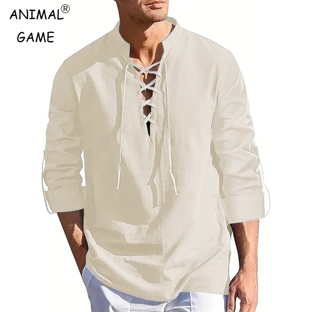 Summer Viking Clothing - Kaus Renaissance pria kaus pesta harian