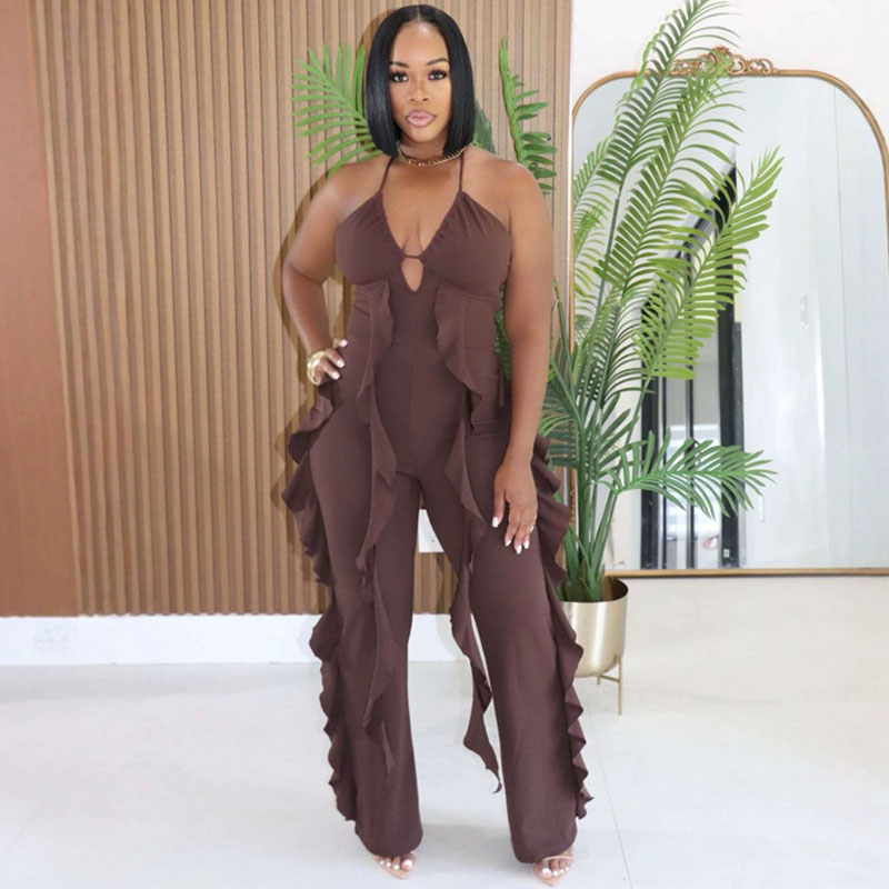 Summer Clothing Holiday - Romper dan Jumpsuit Bodycon V-neck Halter