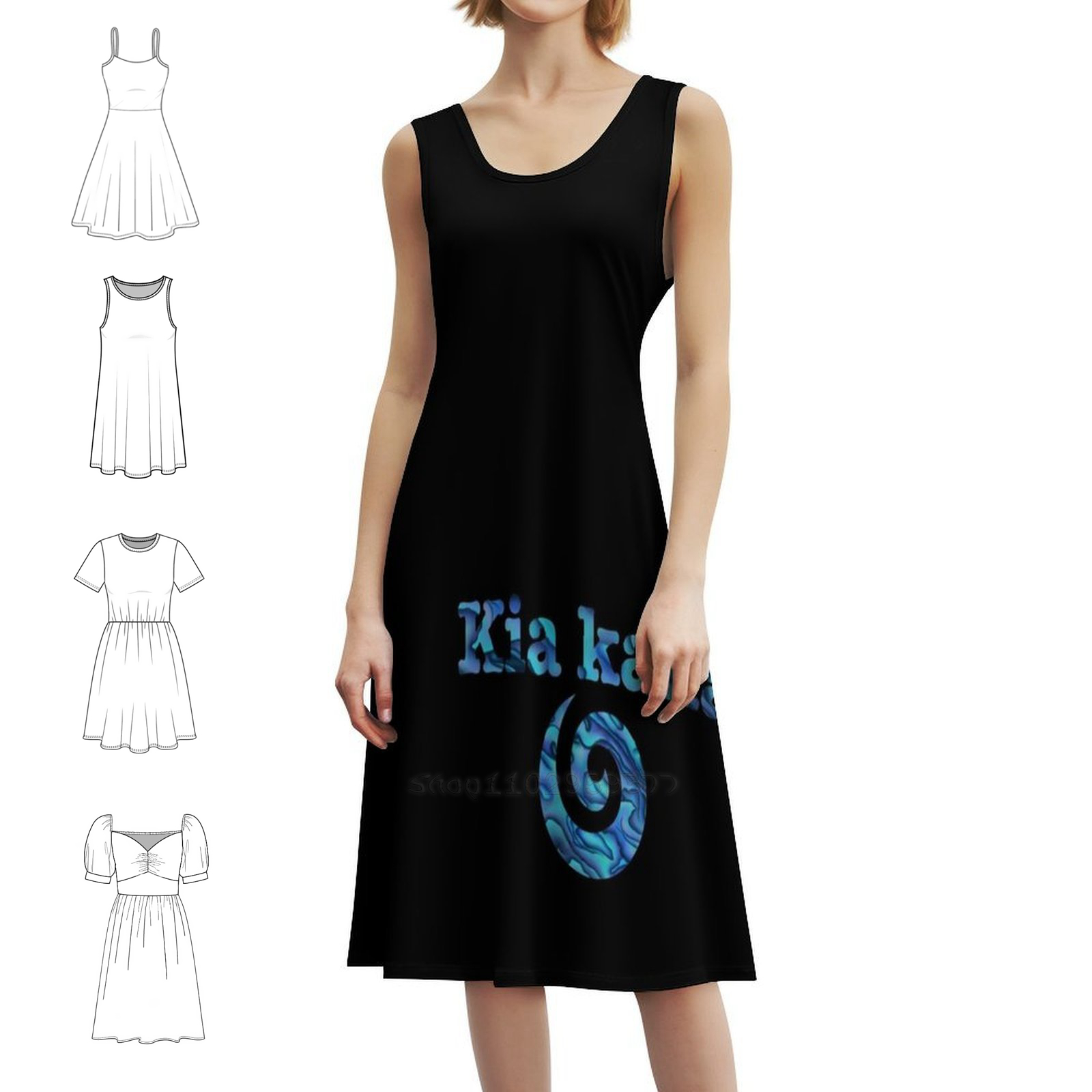 Summer Clothing Nz - Gaun Koru Kaha dengan Kerah Sweetheart,