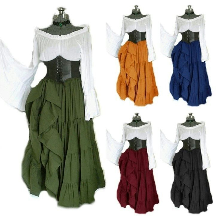 Summer Renaissance Clothing - Gaun Pesta Lengan Panjang Baru 2025