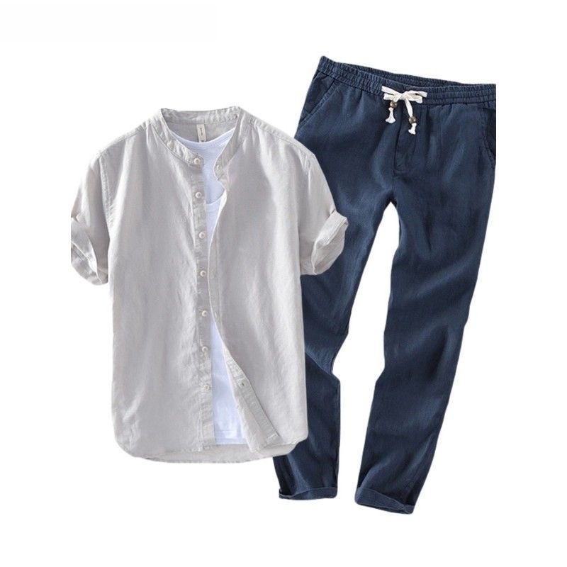 Summer Clothing Sets - Set Kemeja dan Kaos Linen Lengan