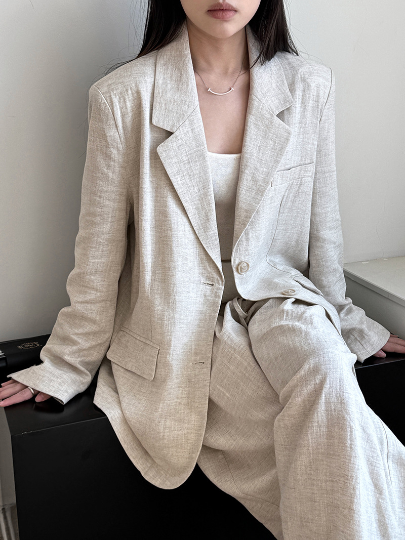 Summer Linen Clothing For Women - Set Jaket Blazer Bahan Linen Kelas