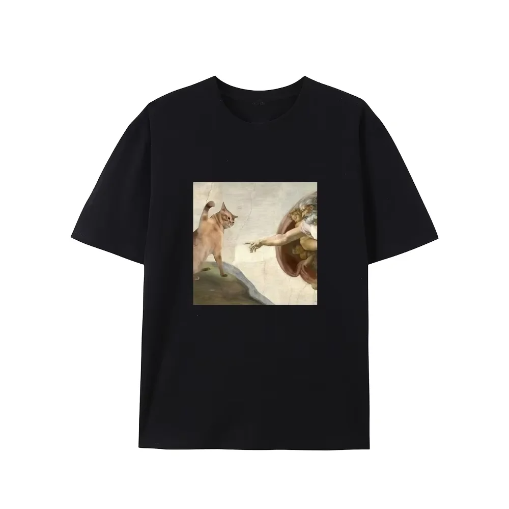 Summer Renaissance Clothing - Kaos Kucing Renaisans Kreatif Parodi Michelangelo