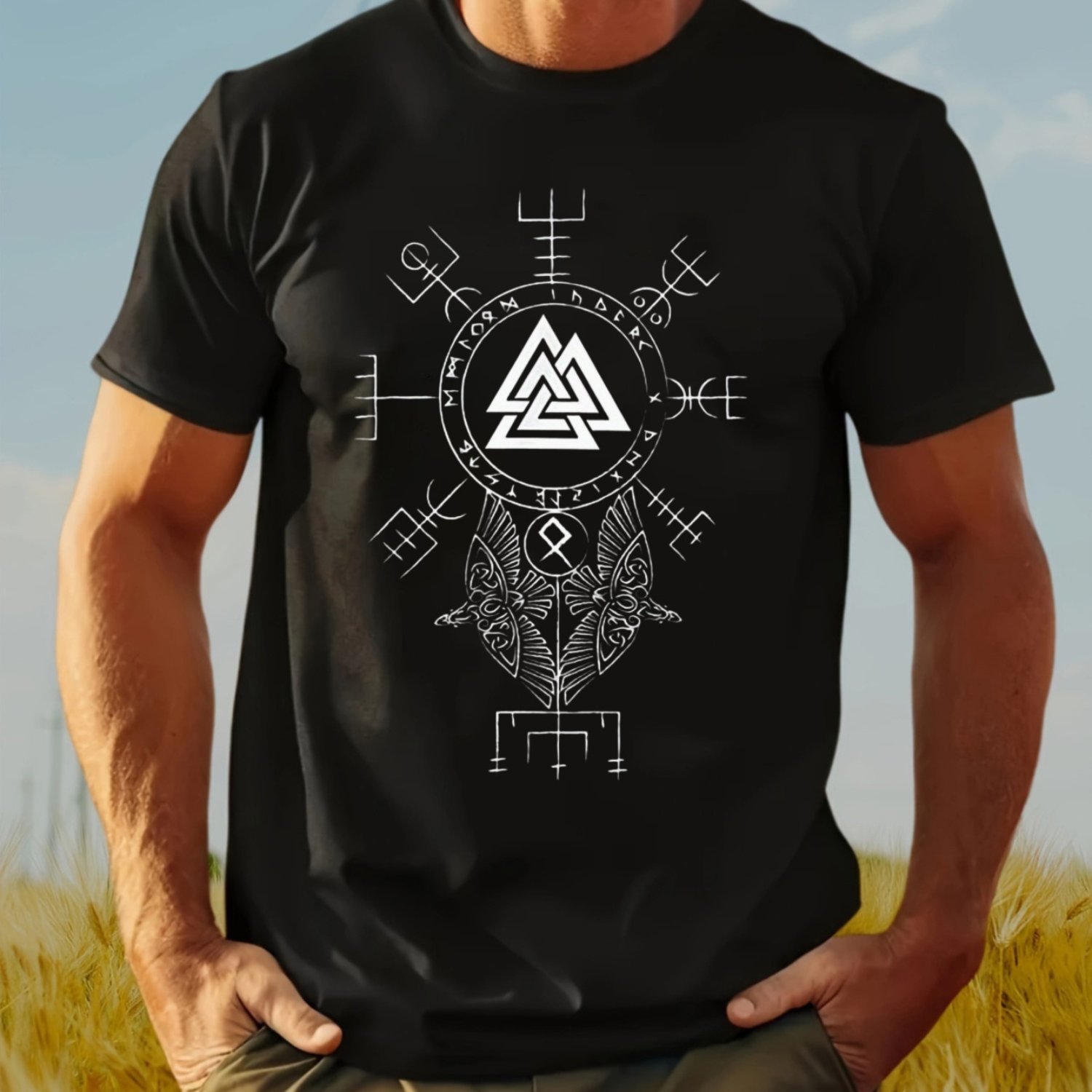 Summer Viking Clothing - Kaus Oblong Mitologi Norse Viking Pria