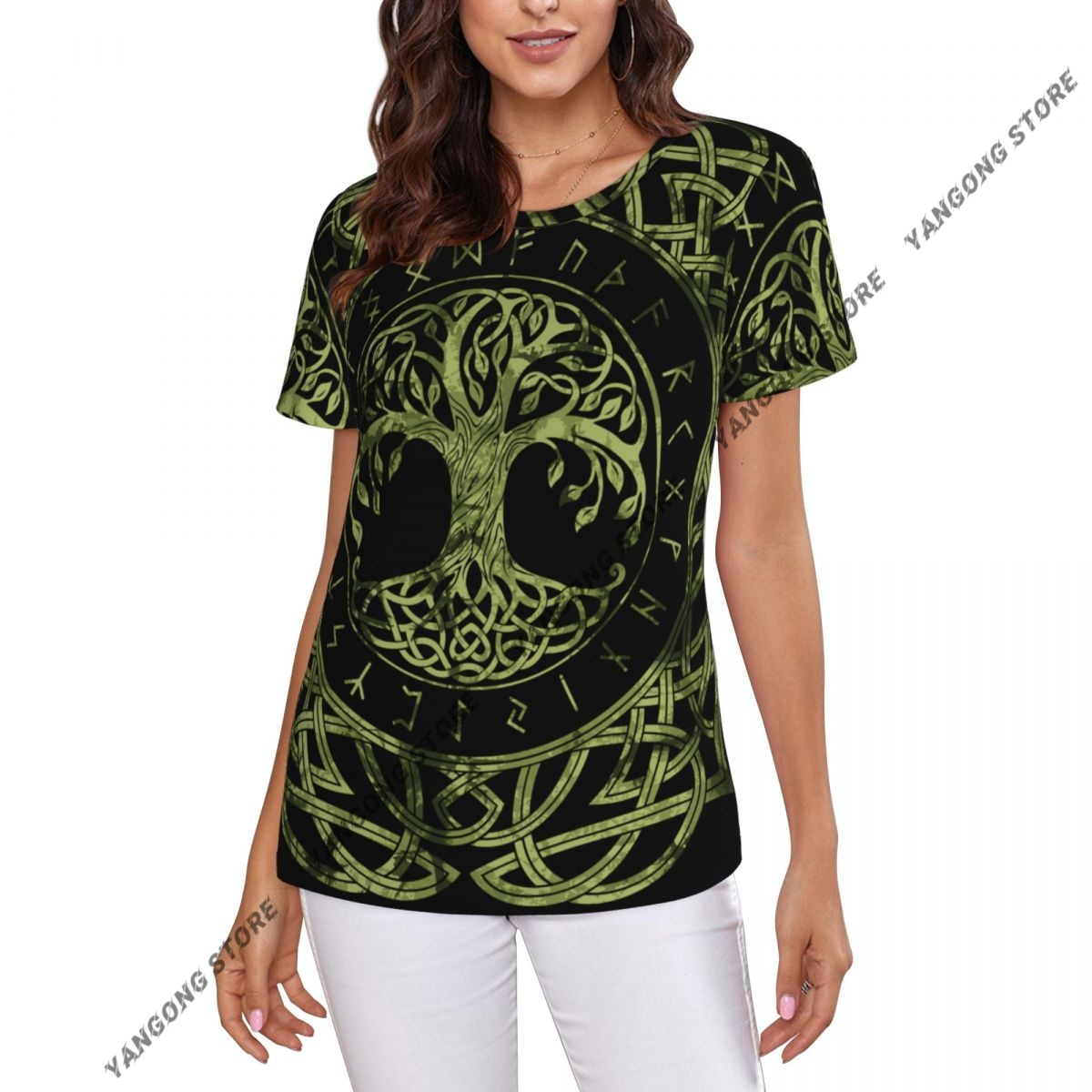 Summer Viking Clothing - Kaus Wanita Kaus Kehidupan Pohon Viking