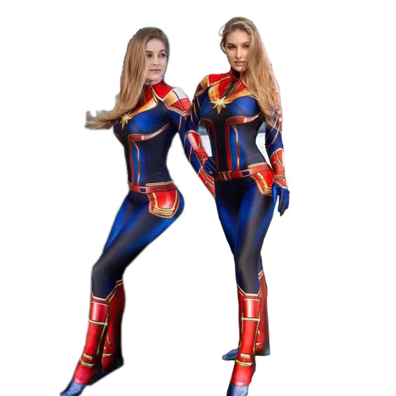Romper Playsuit Women - Kostum Cosplay Kapten Film Wanita Superhero