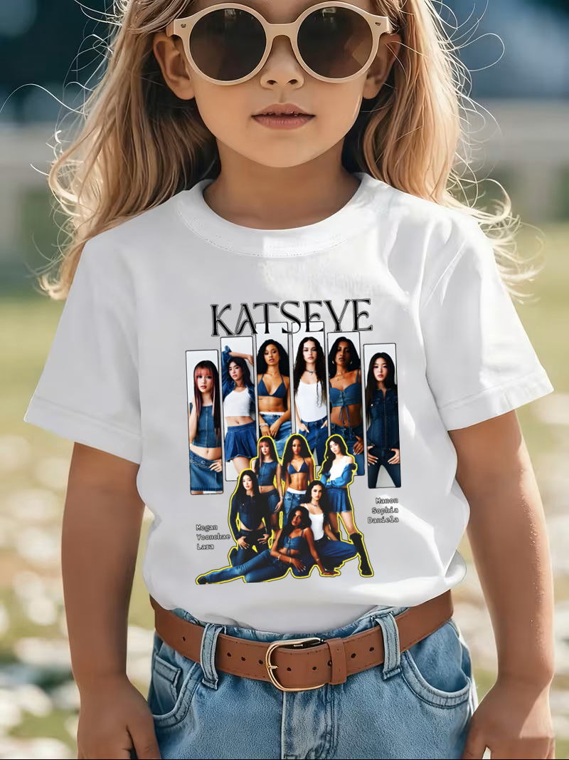 Summer Clothing Kids Boys - Kaus Anak Grafis Penyanyi KATSEYE Kaus