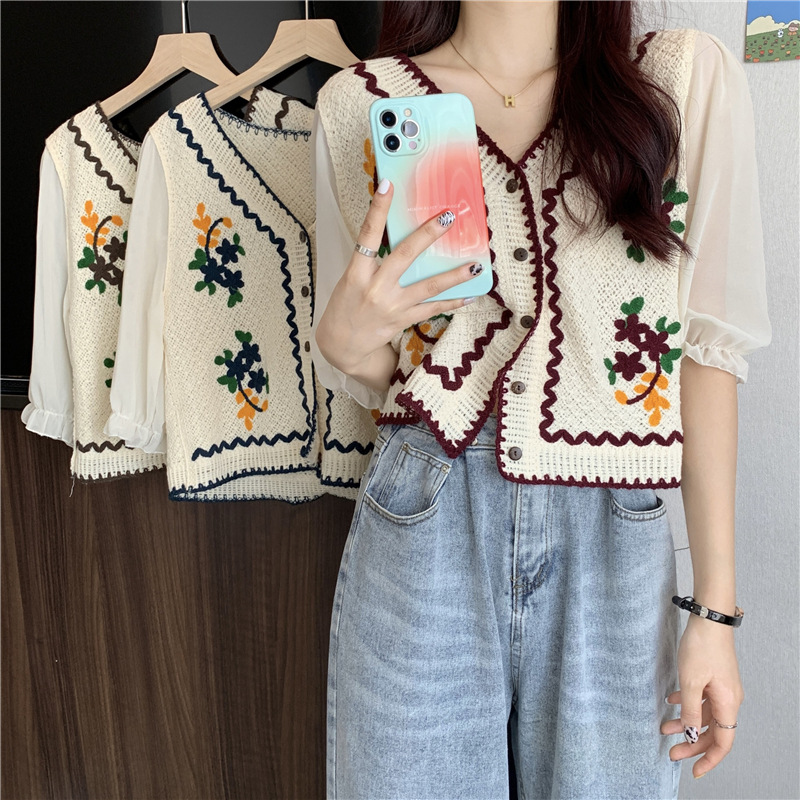 Summer Clothing Design - Atasan Kardigan Terbuka Desain Bordir Gaya