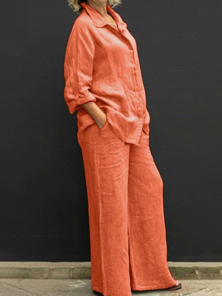 Summer Linen Clothing For Women - Setelan pakaian Vintage wanita, dua potong