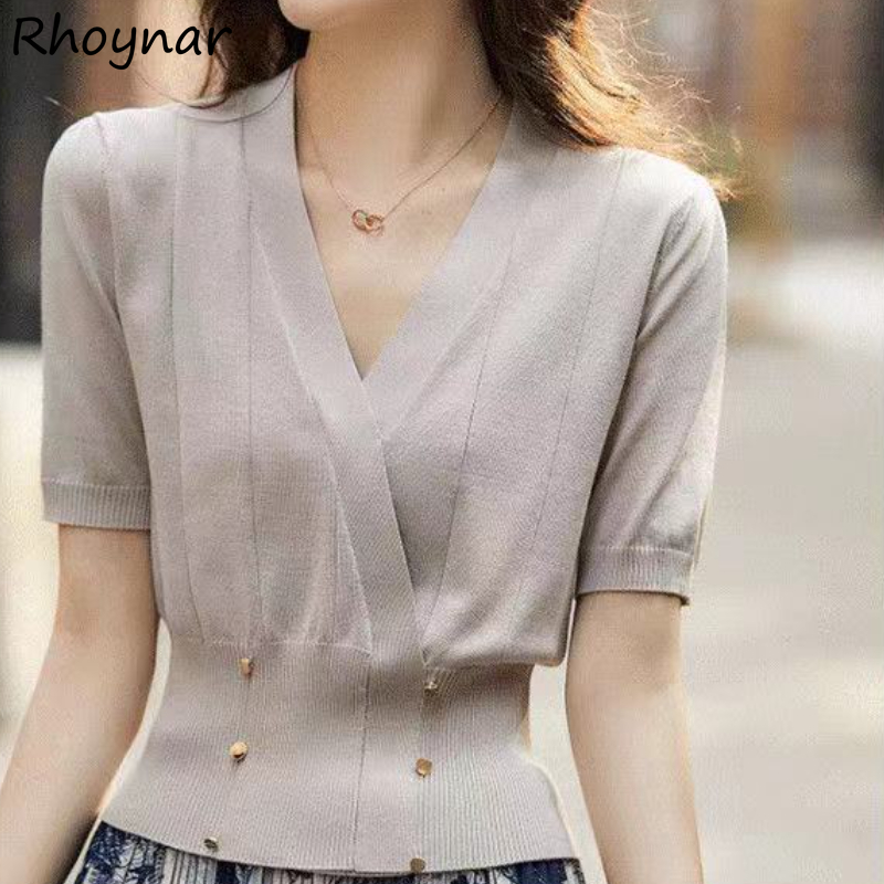 Summer Linen Clothing For Women - Blus Wanita Musim Panas Padat Sederhana