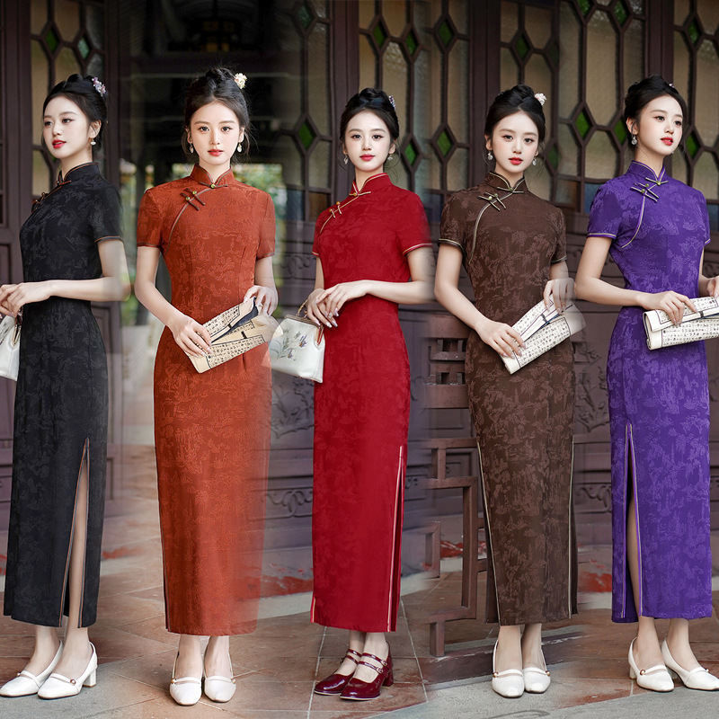 Summer Clothes - Gaun Cheongsam Panjang Baru, Gaun Merah