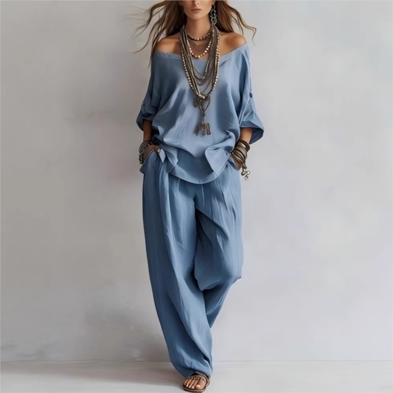 Setelan Dua Potong Linen Kasua - Summer Linen Clothing For Women ulasan dan harga