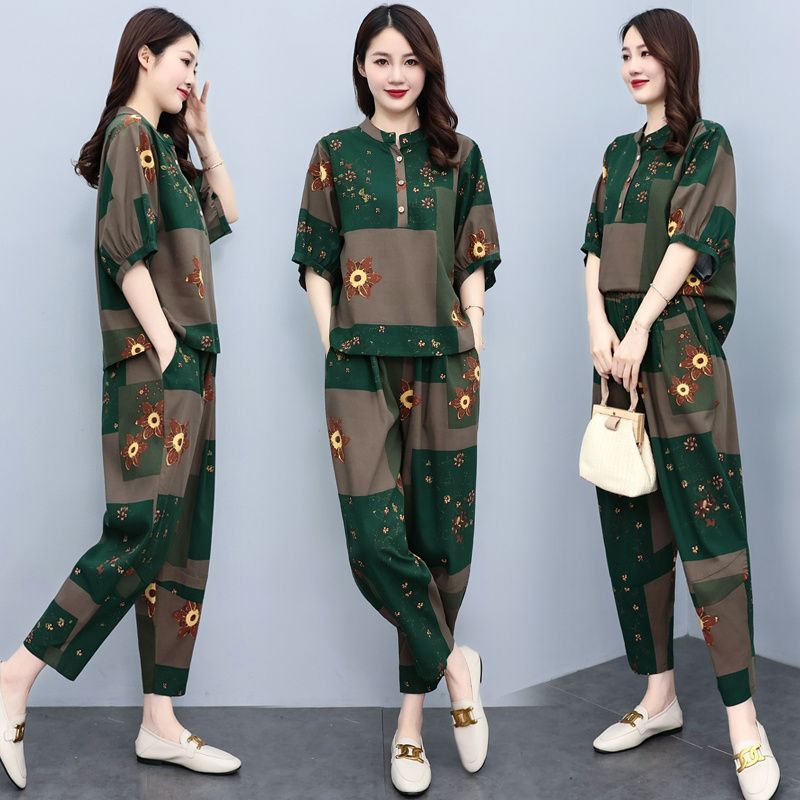 Setelan Musim Panas Ibu Paruh  - Summer Linen Clothing For Women ulasan dan harga