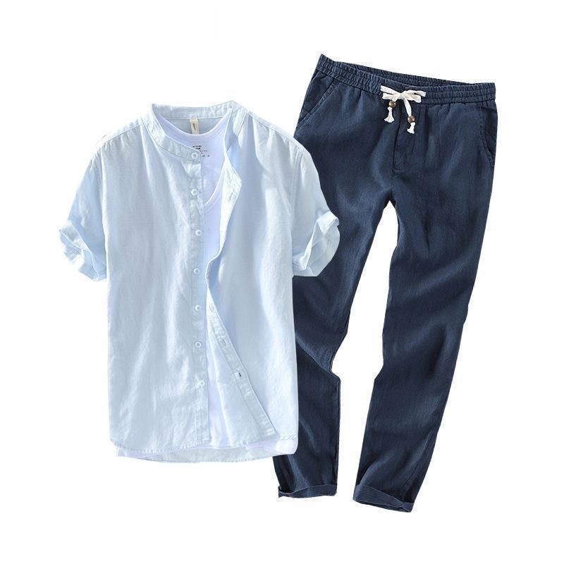 Set Kemeja dan Kaos Linen Leng - Summer Clothing Sets ulasan dan harga
