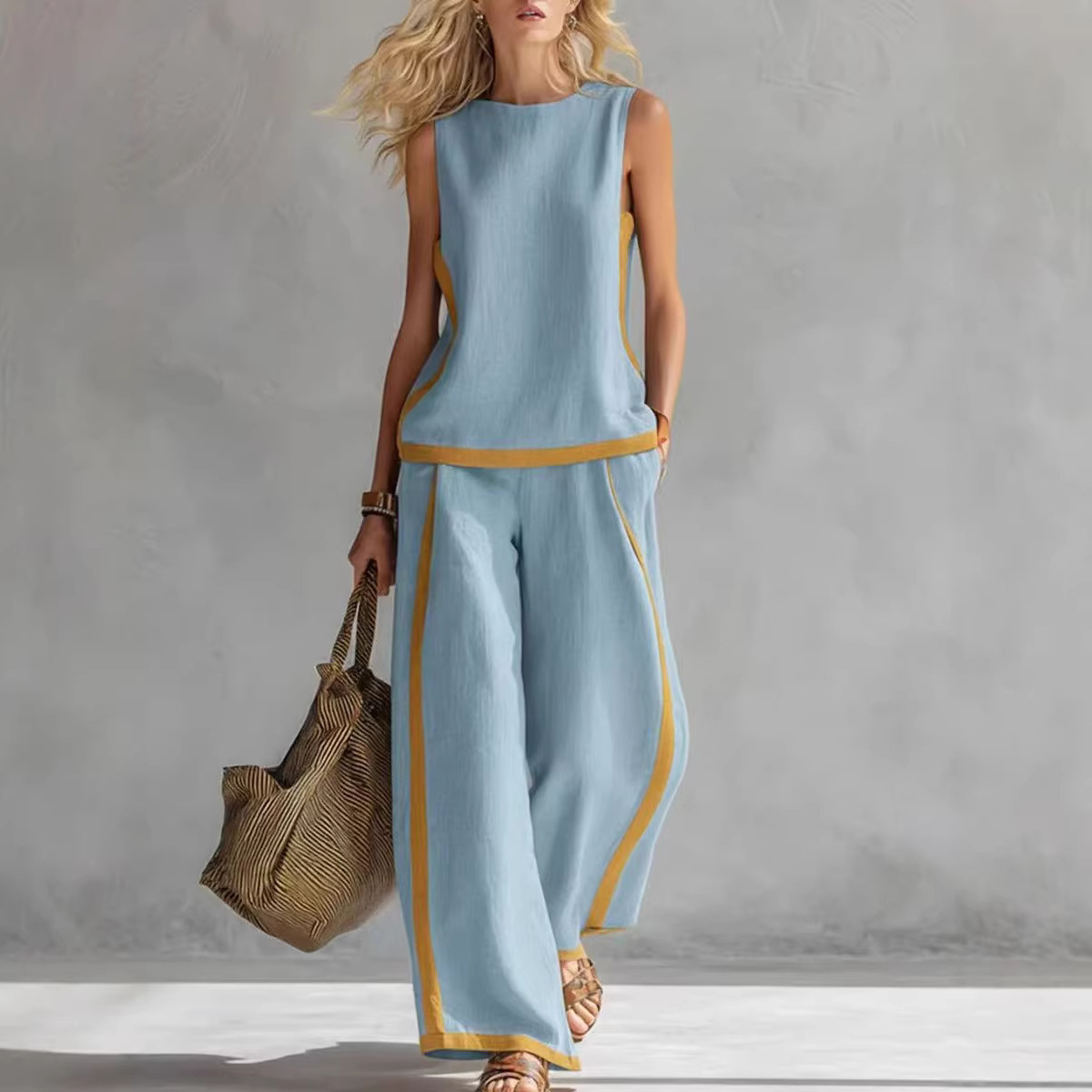 Setelan Linen Wanita 2 Potong  - Summer Linen Clothing For Women ulasan dan harga