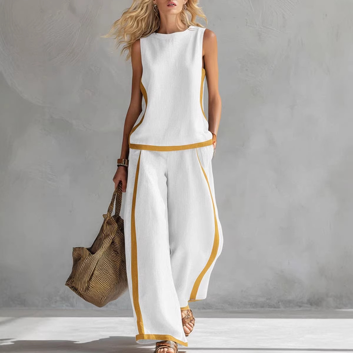 Setelan Linen Wanita 2 Potong  - Summer Linen Clothing For Women ulasan dan harga