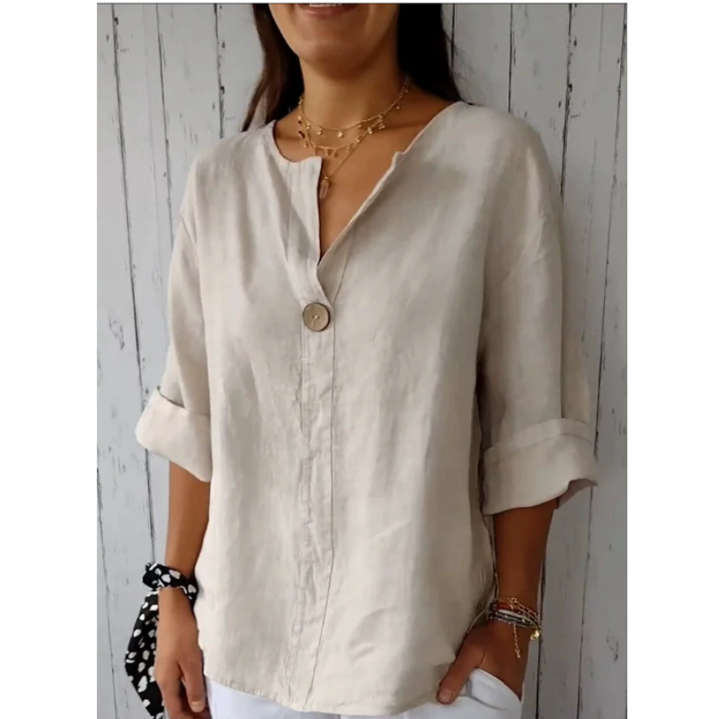 Kemeja Wanita Ukuran Besar V-N - Summer Linen Clothing For Women ulasan dan harga