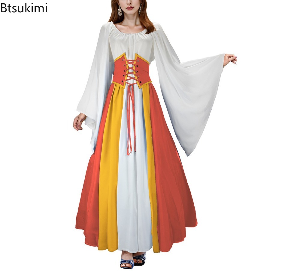 Gaun Maxi Gothic Vintage Renai - Summer Renaissance Clothing ulasan dan harga