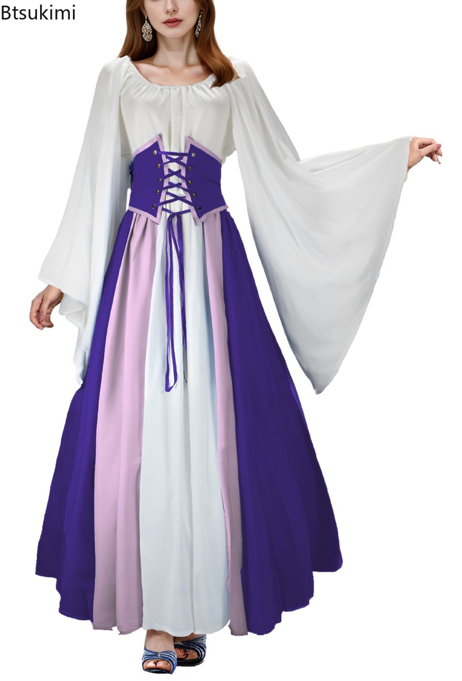 Gaun Maxi Gothic Vintage Renai - Summer Renaissance Clothing ulasan dan harga
