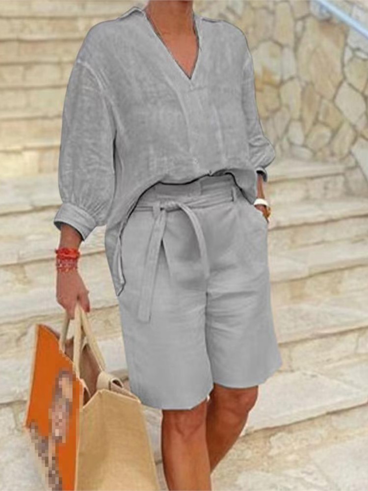 Setelan pakaian wanita katun L - Summer Linen Clothing For Women ulasan dan harga