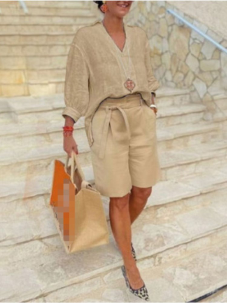 Setelan pakaian wanita katun L - Summer Linen Clothing For Women ulasan dan harga