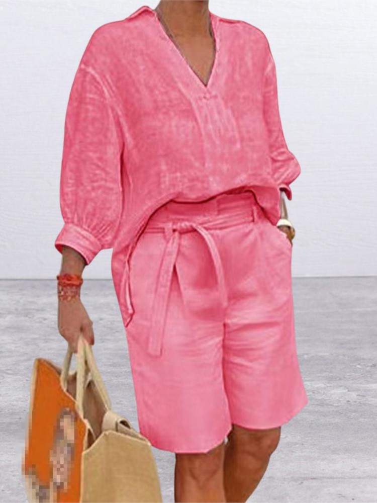 Setelan pakaian wanita katun L - Summer Linen Clothing For Women ulasan dan harga