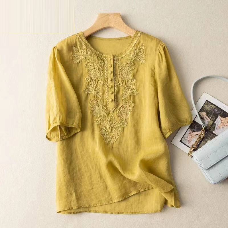 Pakaian wanita 2024 atasan lon - Summer Linen Clothing For Women ulasan dan harga