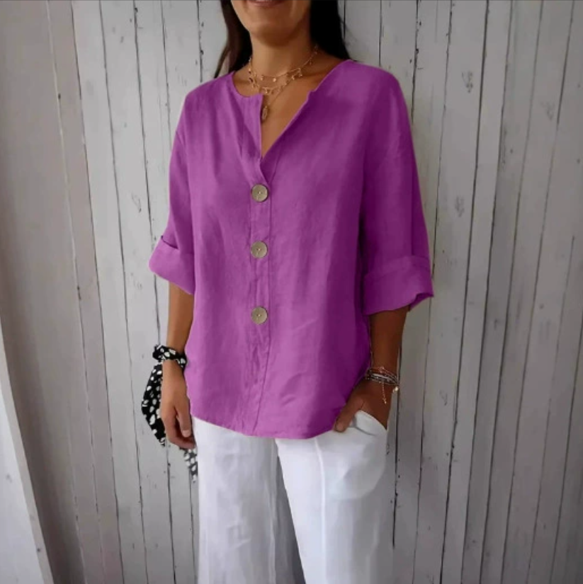 Kemeja & Blus Longgar Ukuran B - Summer Linen Clothing For Women ulasan dan harga