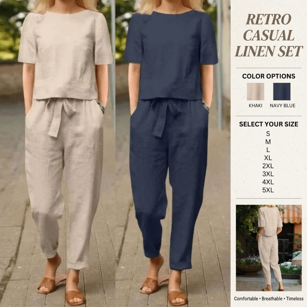 Setelan Wanita Lengan Pendek K - Summer Linen Clothing For Women ulasan dan harga