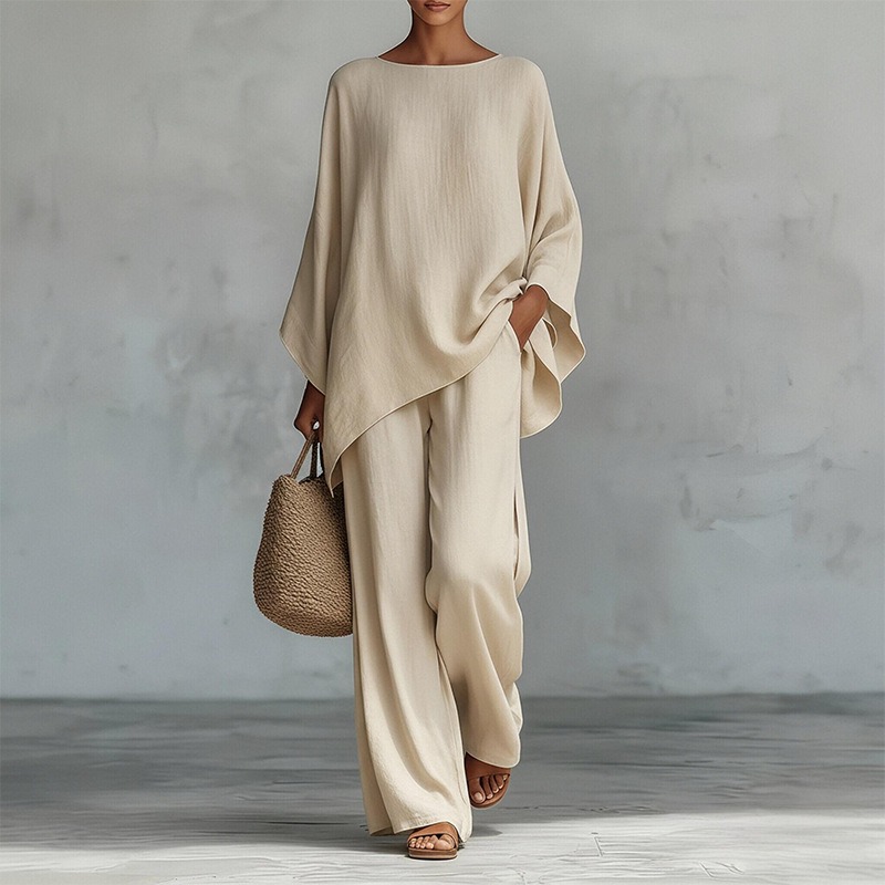 Setelan 2 potong Celana Panjan - Summer Linen Clothing For Women ulasan dan harga