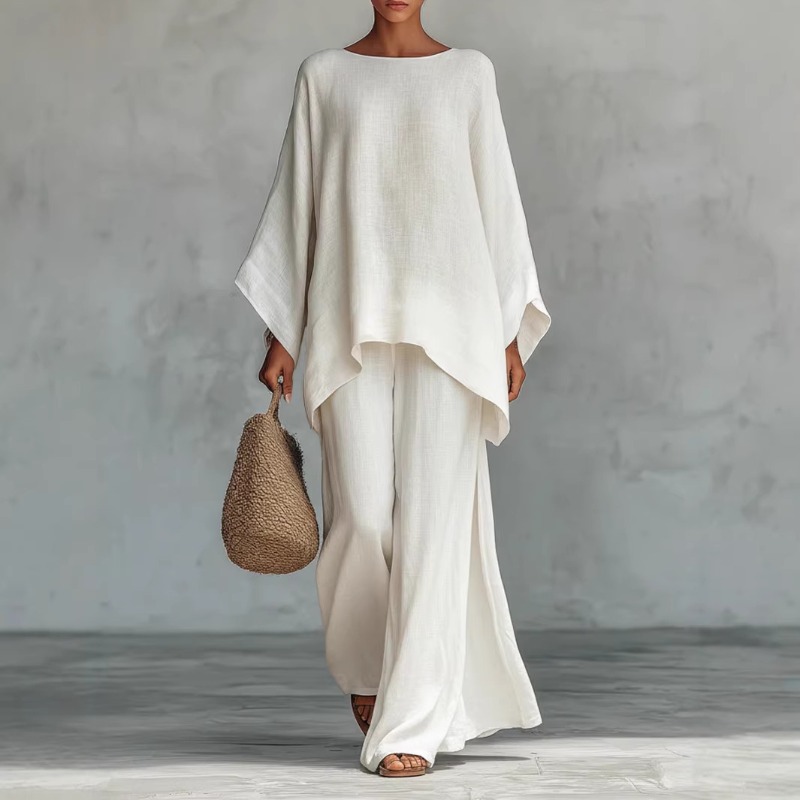 Setelan 2 potong Celana Panjan - Summer Linen Clothing For Women ulasan dan harga
